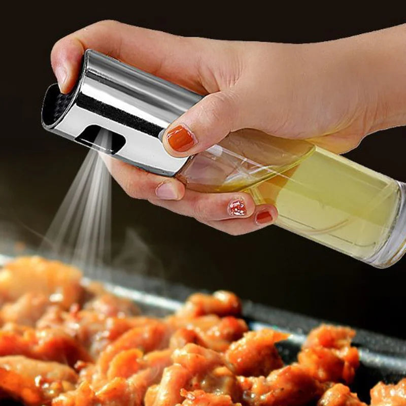 Leakproof Stainless Steel Olive Oil Sprayer Oil Spray Bottle Kitchen Seasoning Soy Sauce Barbecue Bottle -100ML