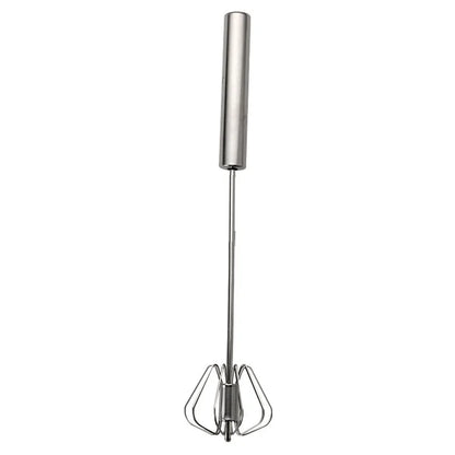 Kitchen Stainless Steel Whisk Creamer Semi-Automatic Rotary Whisk Beech Wood Vase Handle Hand Mixer G041