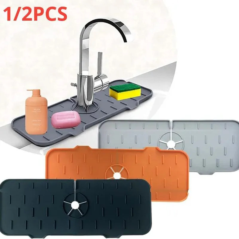 Kitchen Silicone Faucet Absorbent Mat Sink Splash Catcher Countertop Protector Mat Draining Pad for Bathroom Kitchen Gadgets