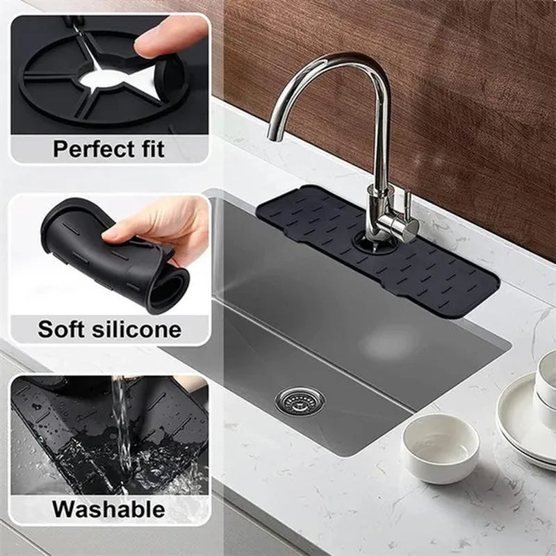 Kitchen Silicone Faucet Absorbent Mat Sink Splash Catcher Countertop Protector Mat Draining Pad for Bathroom Kitchen Gadgets