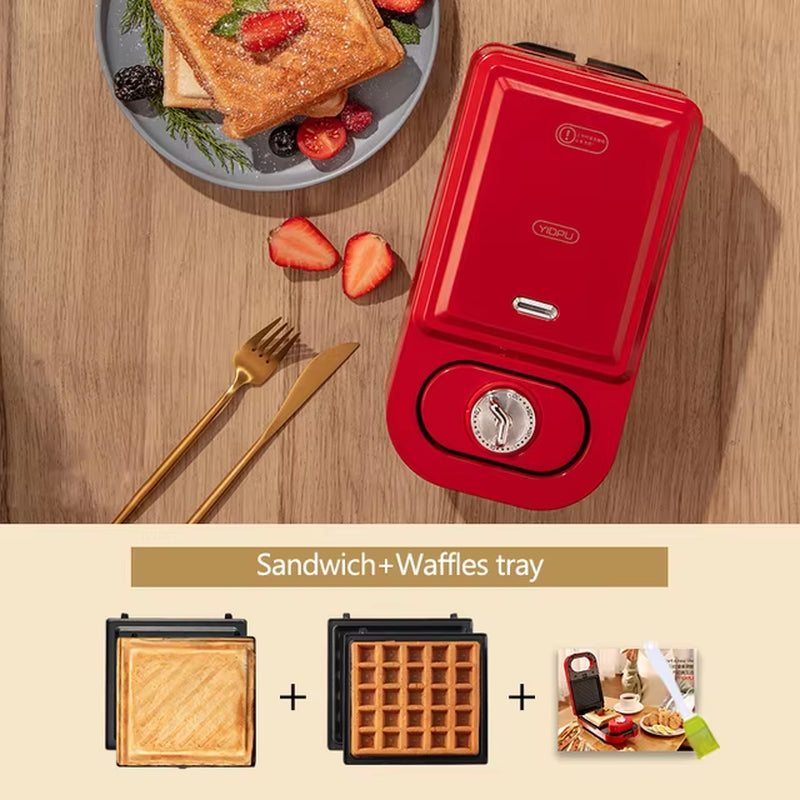 220V Electric Sandwich Maker Timed Waffle Maker Toaster Baking Multifunction Breakfast Machine Takoyaki Pancake Sandwichera 600W