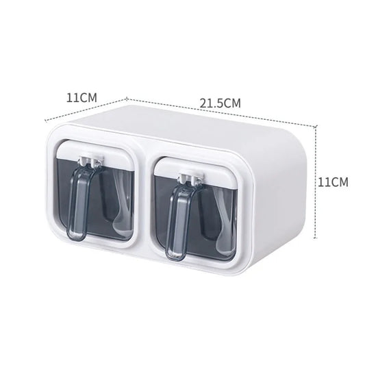 Wall Mount Spice Rack Organizer Sugar Bowl Salt Shaker Seasoning Container Kitchen Supplies Storage Set Spice Boxes