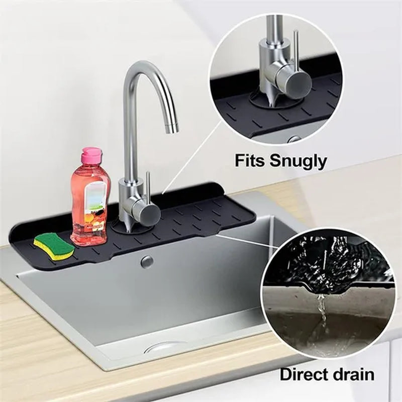 Kitchen Silicone Faucet Absorbent Mat Sink Splash Catcher Countertop Protector Mat Draining Pad for Bathroom Kitchen Gadgets