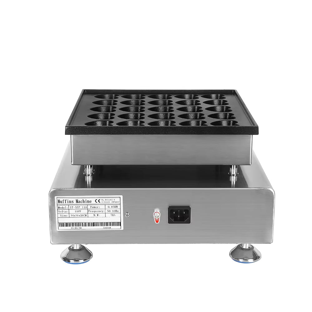 Pancake Machine Heart Shape 25 Holes Waffle Maker Electric Commercial Snack Machine Biscuits Baker Heavy Duty 850W