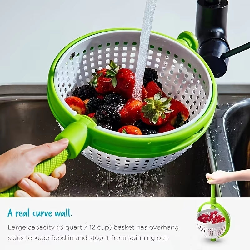 Salad Spinner, Kitchen Collapsible Spinning Colander Lettuce Spinner Vegetable Fruit Washer Fruit Dryer Multi-Use Strainer