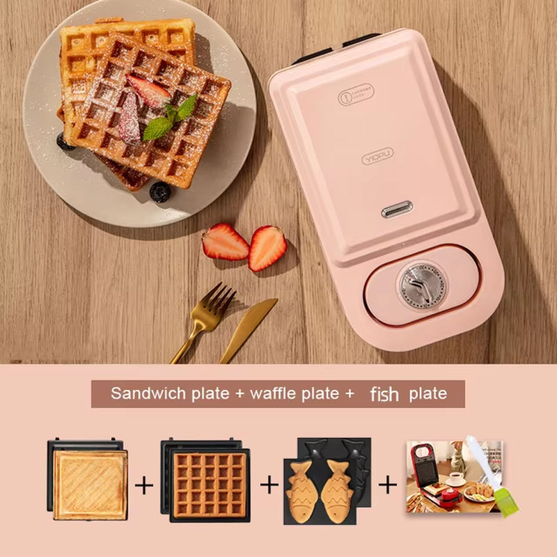 220V Electric Sandwich Maker Timed Waffle Maker Toaster Baking Multifunction Breakfast Machine Takoyaki Pancake Sandwichera 600W