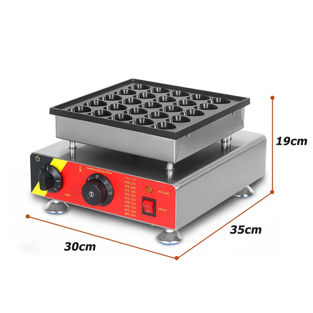 Pancake Machine Heart Shape 25 Holes Waffle Maker Electric Commercial Snack Machine Biscuits Baker Heavy Duty 850W