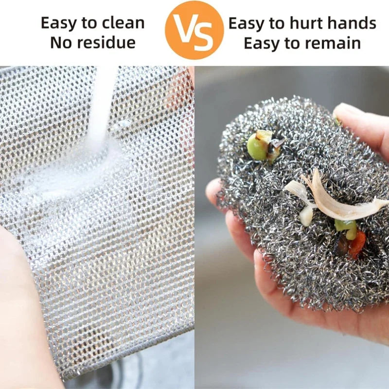 Rags for Kitchen Scrubber Wire Dishcloth Thickened Double-Sided Metal Steel Cleaning Towel Pot Dish Washing Cloths Scouring Pads