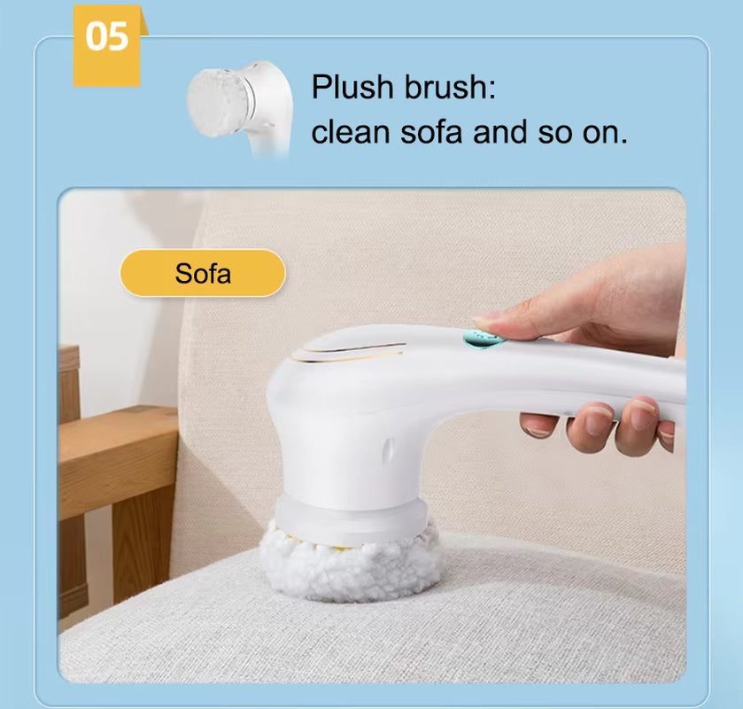 Electric Cleaning Brush 5-In-1 Multi-Functional USB Charging Bathroom Wash Tool Kitchen Clean Accessories Easily Dishwashing