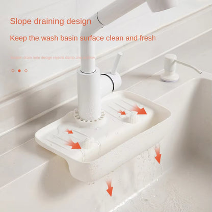 Faucet Splash-Proof Draining Rack Sink Water Collection Pad Countertop Pad Kitchen Wipe Sponge Wipe Draining Storage Rack