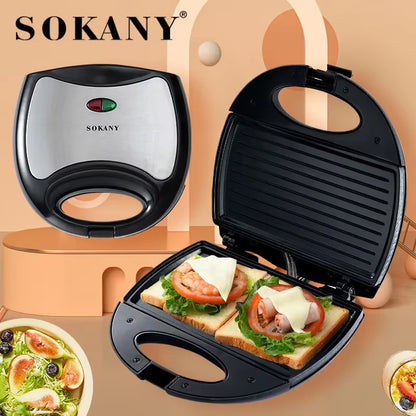 Sandwich Maker, Electric Panini Press Grill, Sandwich Toaster, LED Indicator Lights, Cool Touch Handle, Black