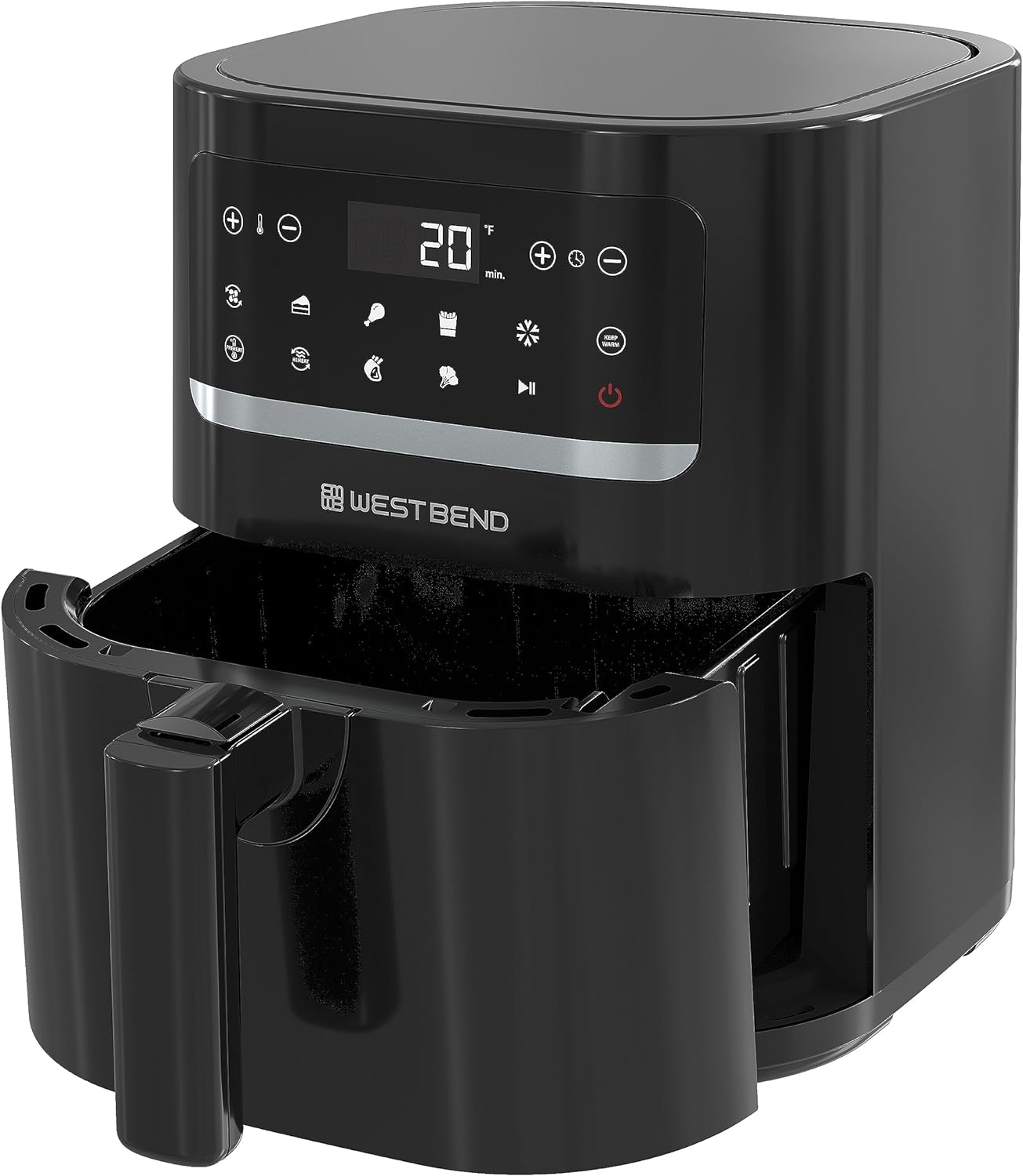 Compact Air Fryer 5-Quart Capacity with Digital Controls and 10 Cooking Presets, Nonstick Frying Basket, 1500-Watts, Black