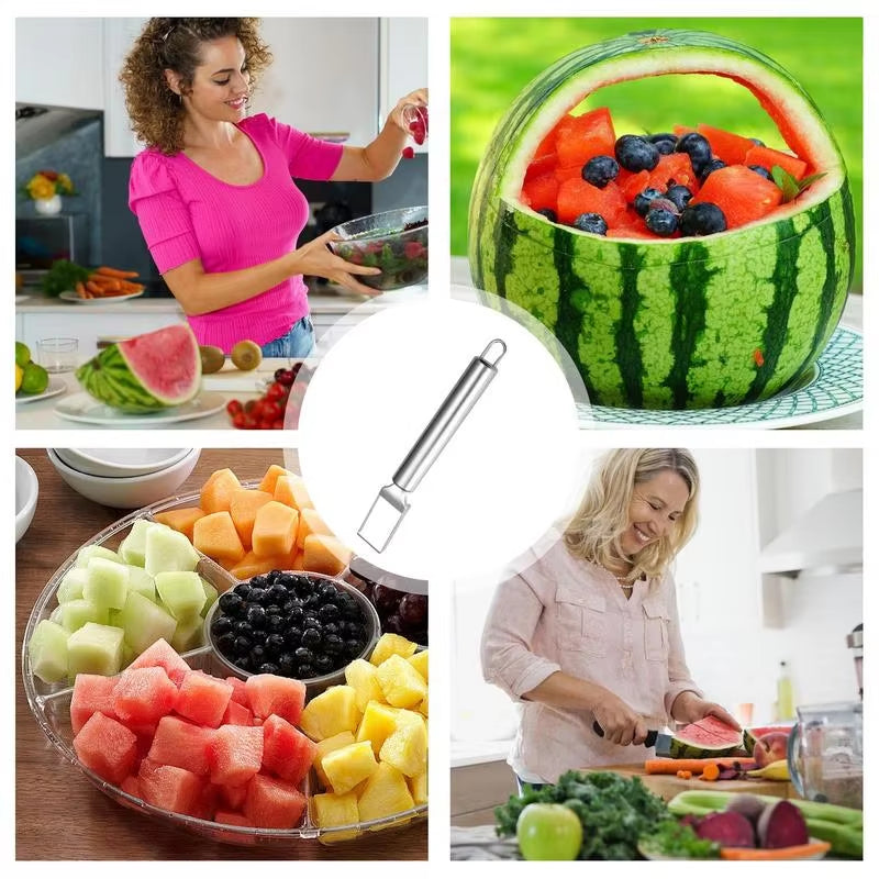 Stainless Steel Dual-Use Watermelon Cutter Artifact Salad Fruit Slicer Cutter Tool Watermelon Digger Kitchen Accessories Gadgets