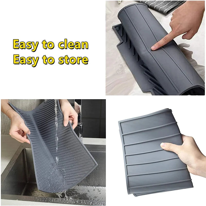 Foldable Insulated Soft Rubber Dishes Protector Sink Mat Table Kitchen Home anti Slip Drying Dishes Drain Mat Kitchen Sink Mat