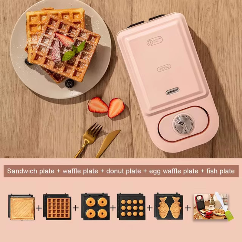 220V Electric Sandwich Maker Timed Waffle Maker Toaster Baking Multifunction Breakfast Machine Takoyaki Pancake Sandwichera 600W