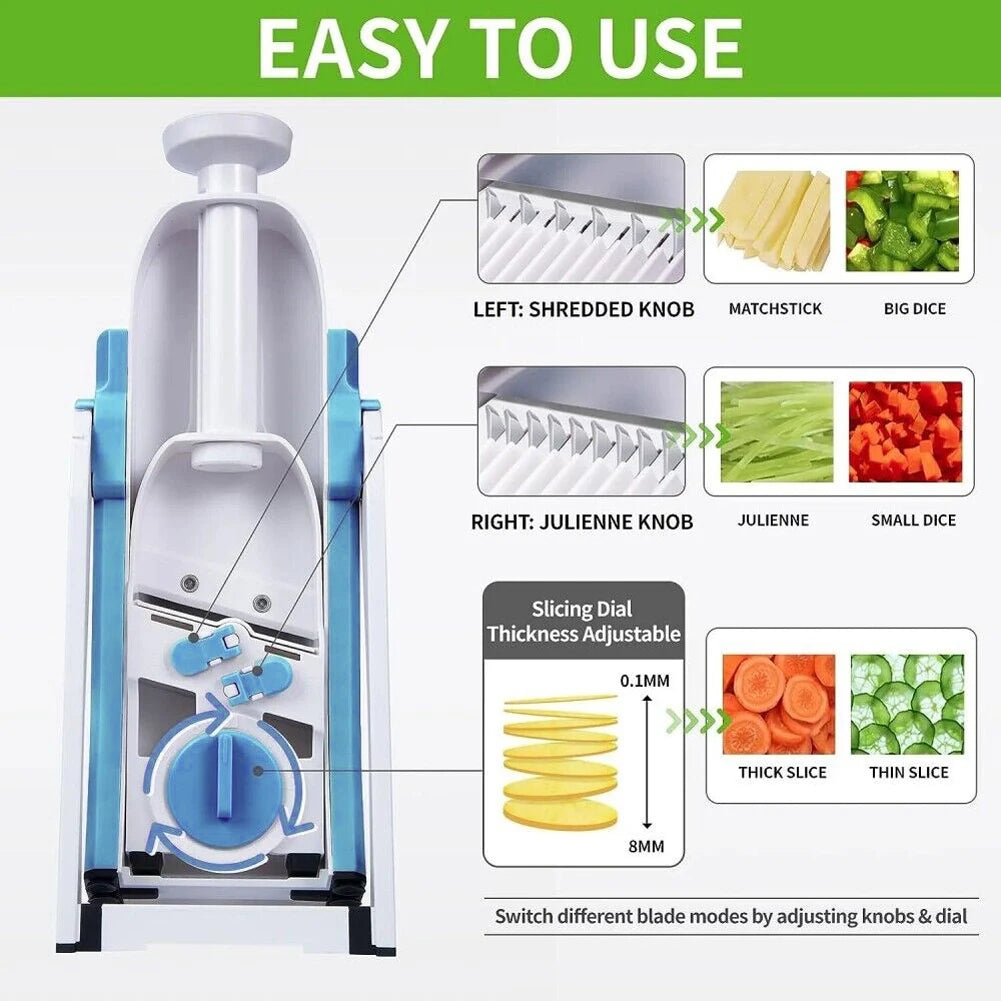 Safe Vegetable Cutter Slicer Veggie Dicer Slicer Adjustable Vegetable Food Slicer & Chopper for French Fry Potato Storage Box