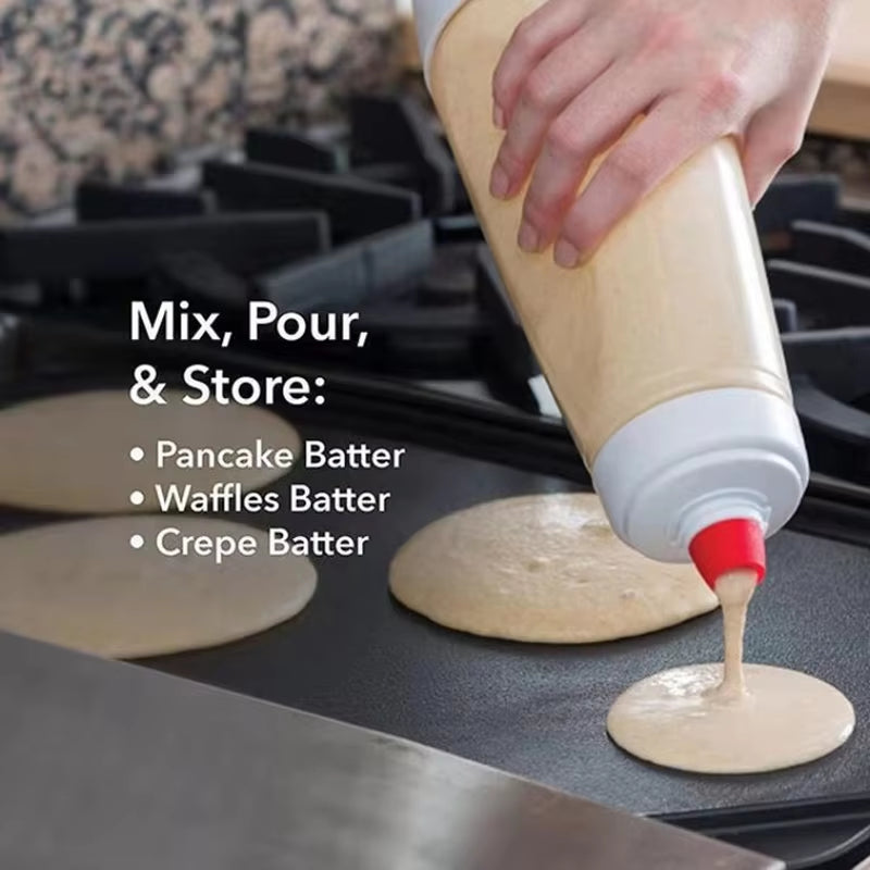 1PC Hand Shake Batter Dispenser Batter Mixer Bottle with Scale Cupcake Pancake Crepe Batter Dispenser Kitchen Baking Accessories