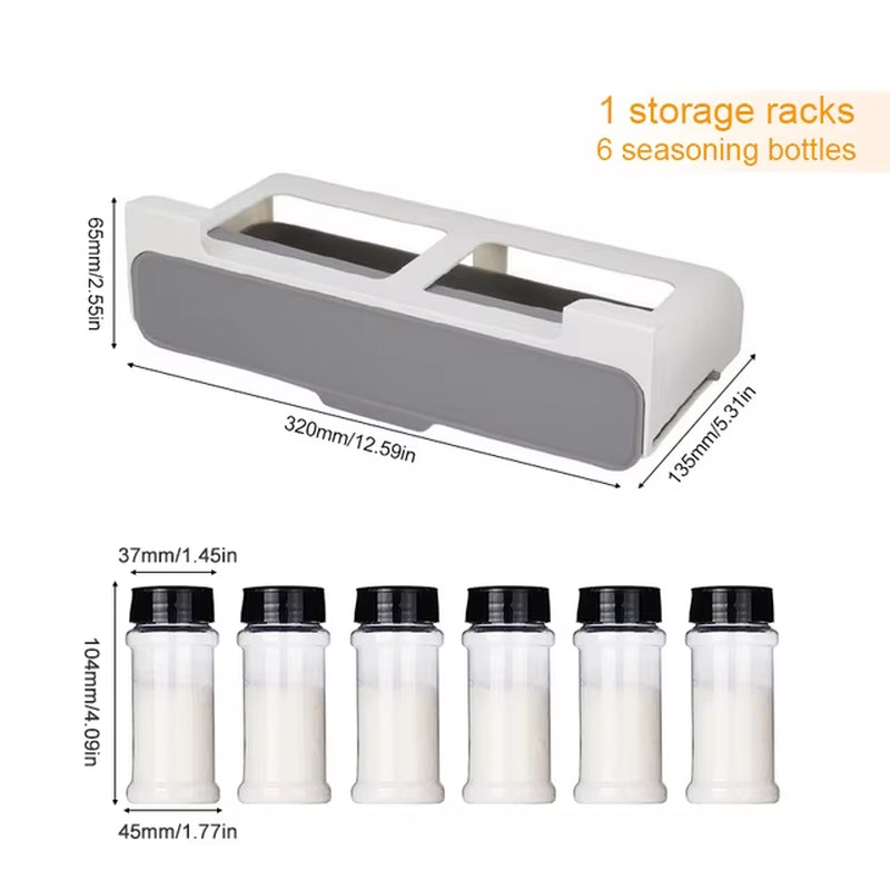 Kitchen Self-Adhesive Spice Organizer Rack Seasoning Bottle Storage Rack under Desk Drawer Hidden Kitchen Supplies Storage