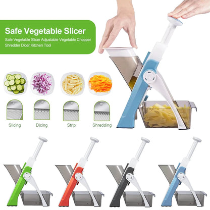 Safe Vegetable Cutter Slicer Veggie Dicer Slicer Adjustable Vegetable Food Slicer & Chopper for French Fry Potato Storage Box