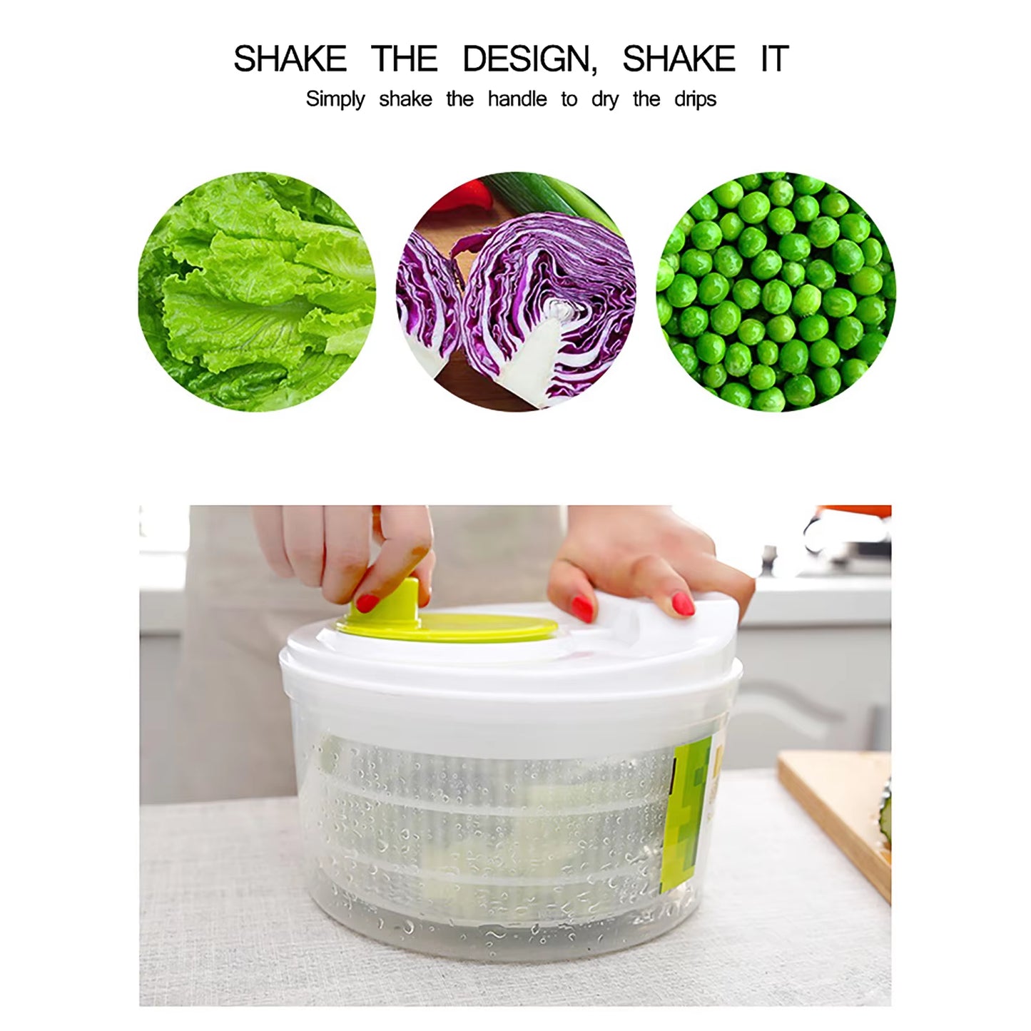 Vegetables Dryer Salad Spinner Fruits Basket Vegetables Washer Dryer Fruit Drainer Lettuce Spinner Colander Kitchen Gadgets