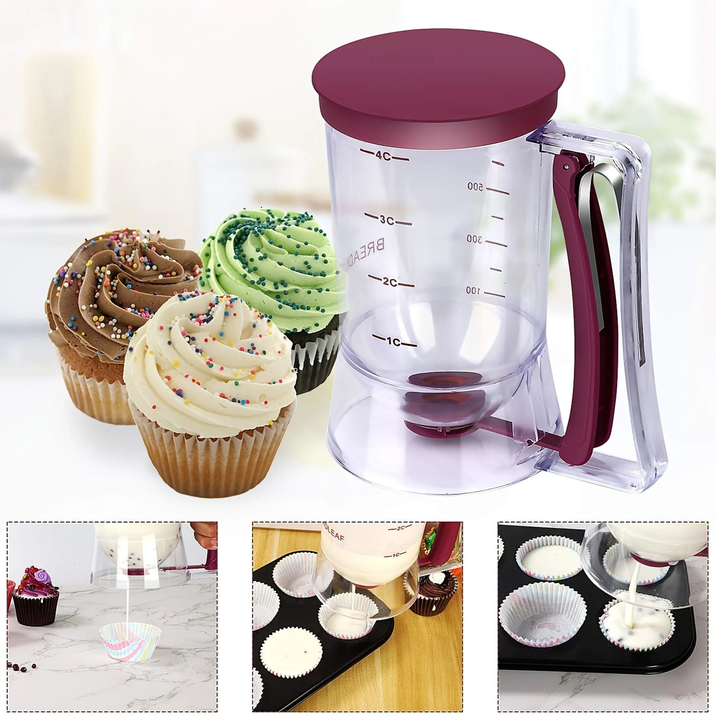 1 Pancake Paper Cupcake Batter Dispenser Paper Cupcake Handheld Separator Batter Dispenser Funnel Measuring Cup Kitchen Supplies