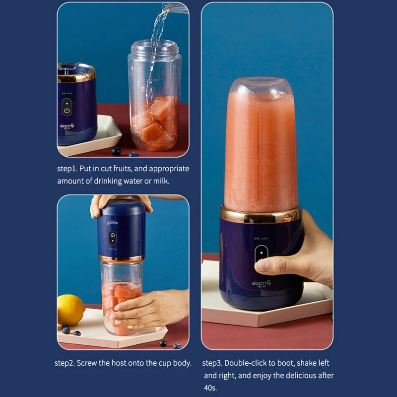 Multifunctional Double Cup Electric Fruit Juicer Portable Juicer Fruit Blender Milkshake Juice Maker USB Smoothie Blender