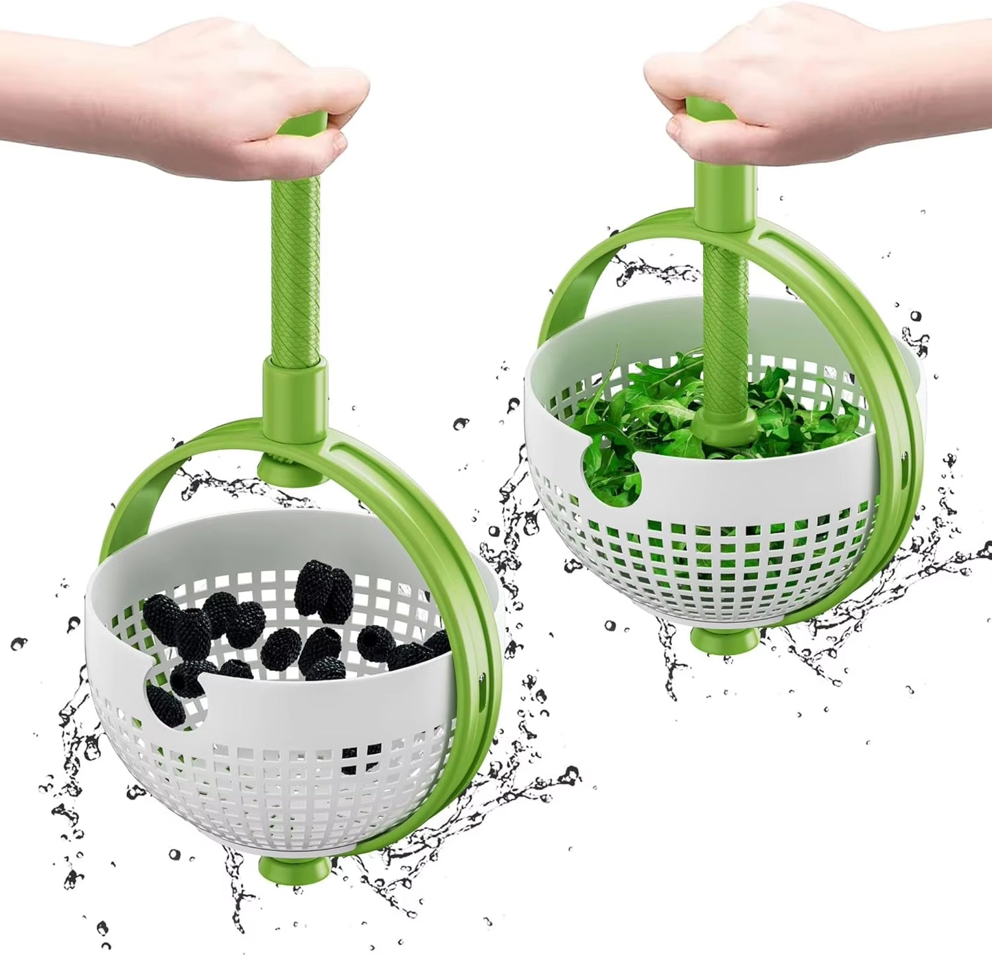 Salad Spinner, Kitchen Collapsible Spinning Colander Lettuce Spinner Vegetable Fruit Washer Fruit Dryer Multi-Use Strainer