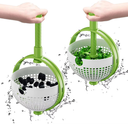 Salad Spinner, Kitchen Collapsible Spinning Colander Lettuce Spinner Vegetable Fruit Washer Fruit Dryer Multi-Use Strainer