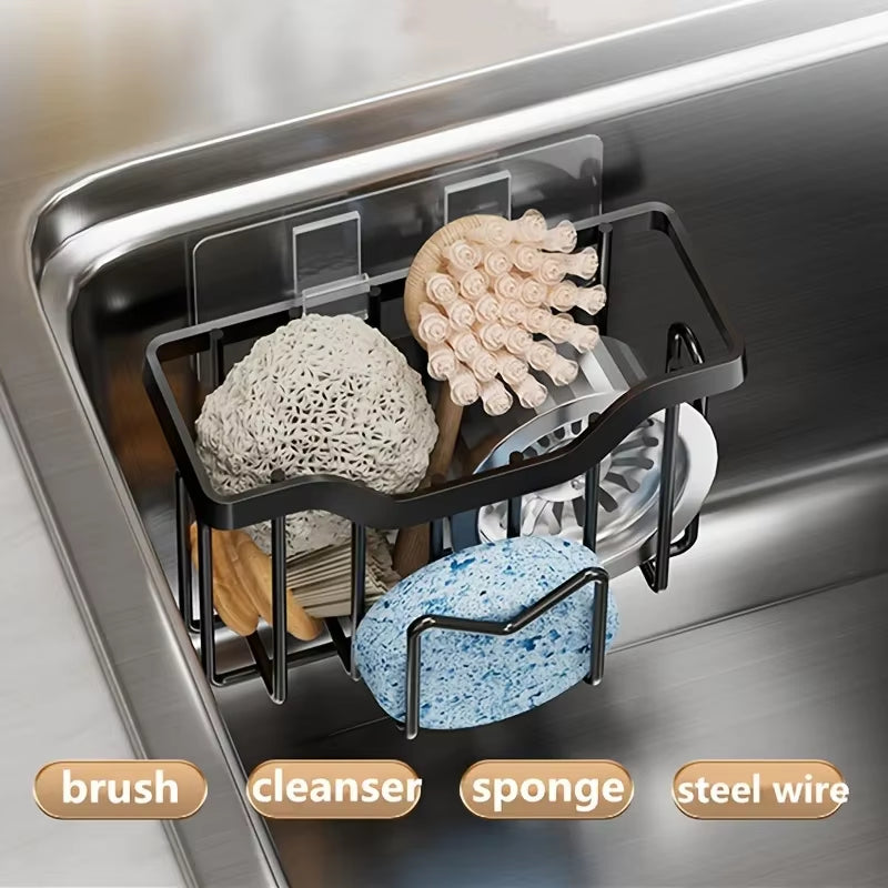 Sponge Holder for Kitchen Sink Movable Brush Holder Dish Cloth Hanger Hanging Caddy Small in Organizer Accessories Rack Basket