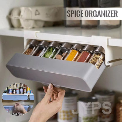 Kitchen Self-Adhesive Spice Organizer Rack Seasoning Bottle Storage Rack under Desk Drawer Hidden Kitchen Supplies Storage