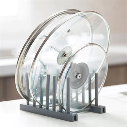 Kitchen Organizer Pot Lid Rack Plastic Spoon Holder Pot Lid Shelf Cooking Dish Rack Pan Cover Stand Kitchen Accessories