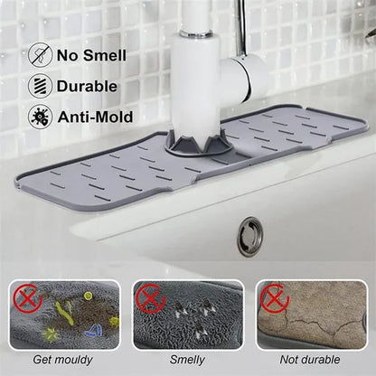 Kitchen Silicone Faucet Absorbent Mat Sink Splash Catcher Countertop Protector Mat Draining Pad for Bathroom Kitchen Gadgets