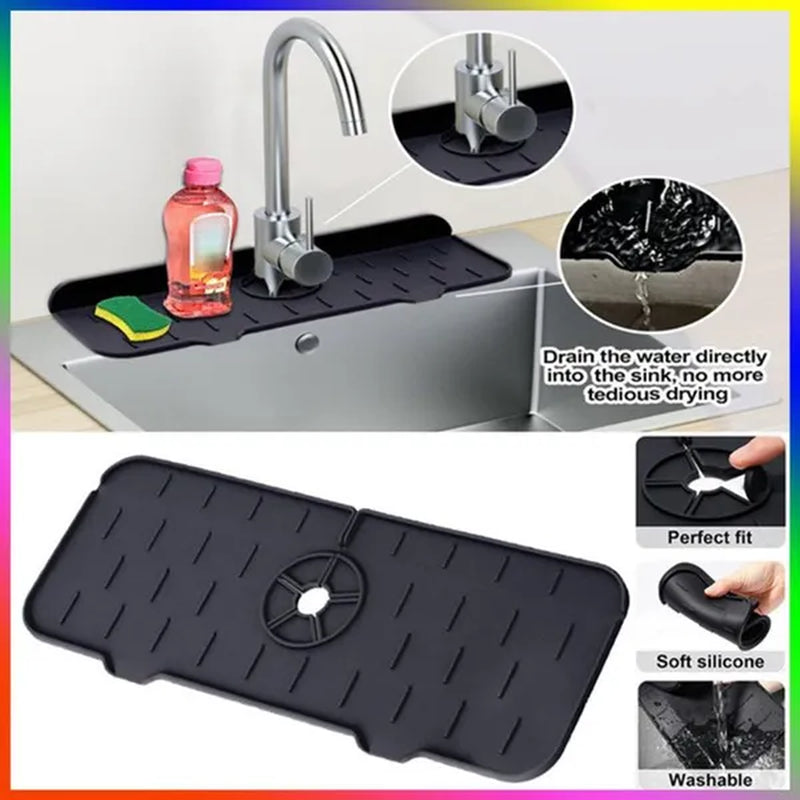 Kitchen Silicone Faucet Absorbent Mat Sink Splash Catcher Countertop Protector Mat Draining Pad for Bathroom Kitchen Gadgets