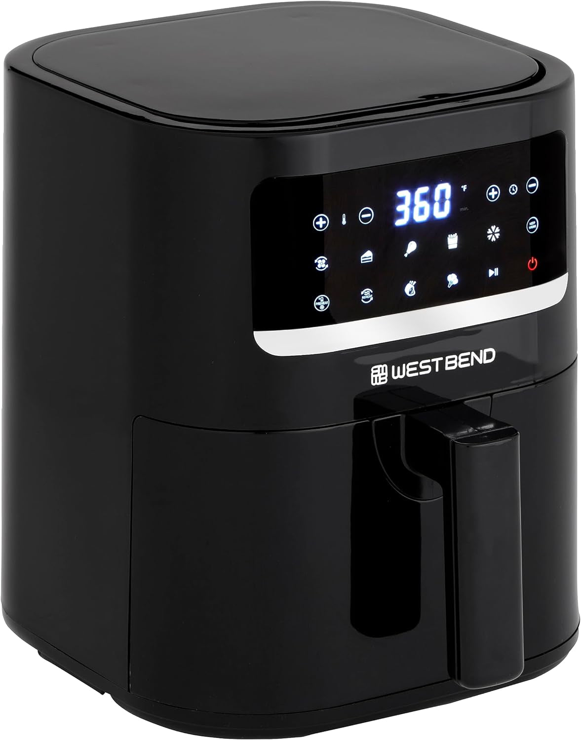 Compact Air Fryer 5-Quart Capacity with Digital Controls and 10 Cooking Presets, Nonstick Frying Basket, 1500-Watts, Black