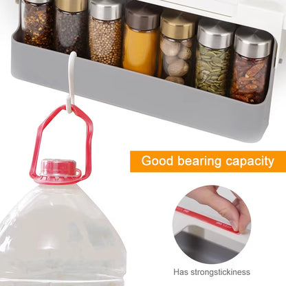 Kitchen Self-Adhesive Spice Organizer Rack Seasoning Bottle Storage Rack under Desk Drawer Hidden Kitchen Supplies Storage