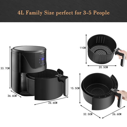 5L Air Fryer, Family Size Hot Air Fryer 1400W Digital Touchscreen with 10 Presets, Removable Basket, Timer & Temperature Control for Oil Free & Low Fat Healthy Cooking