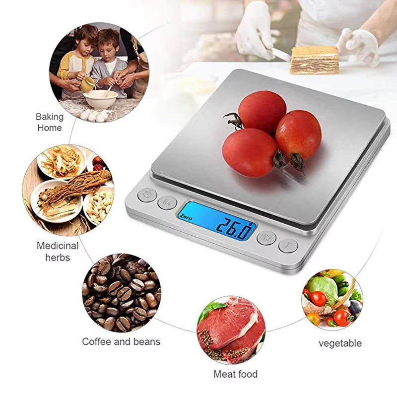 3000G/0.1G Electronic Digital Scales Balance Scale 500G/0.01G LCD Digital Personal Jewelry Scale Mini Gram Scales Baking Scale