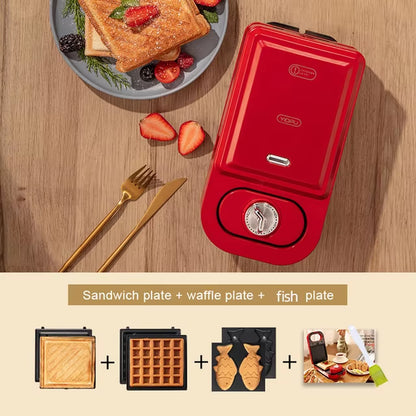 220V Electric Sandwich Maker Timed Waffle Maker Toaster Baking Multifunction Breakfast Machine Takoyaki Pancake Sandwichera 600W