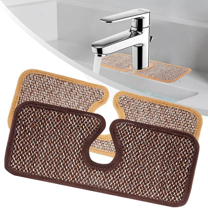 Linen Faucet Absorbent Mat, Sink Splash Guard, Faucet Wraparound, Water Drying Pads, Kitchen, Bathroom, Practical Gadgets