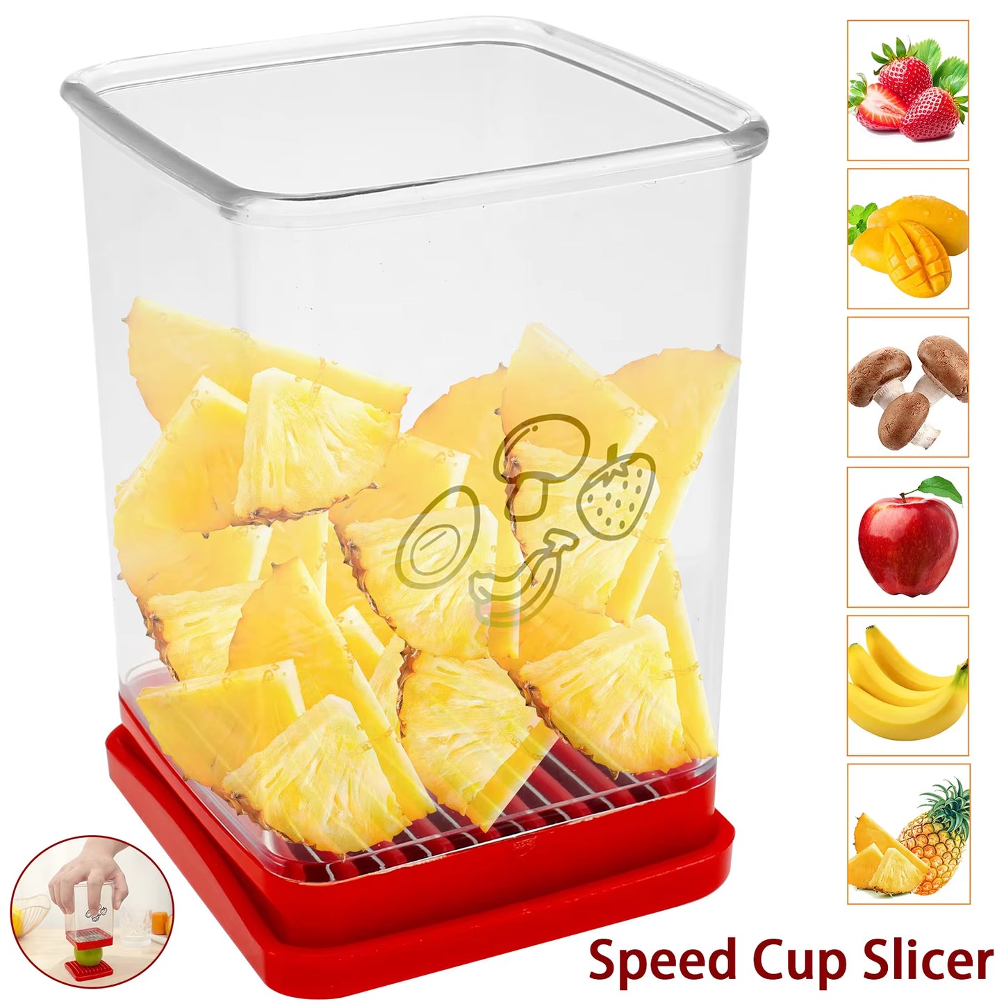 Speed Cup Slicer with Push Plate Efficient Fruit Strawberry Slicer Cup Cutter Egg Slicers Banana Slicing Tools Kitchen Gadgets