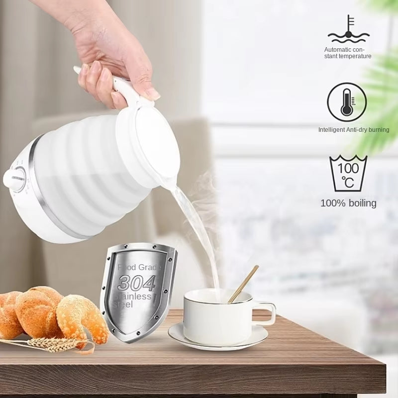 Travelling Folding Kettle Electric Silicone Foldable Water Kettles Compression Leak Proof Portable Mini Kettle 600Ml Household