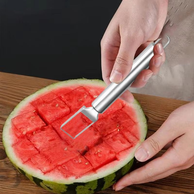 Stainless Steel Dual-Use Watermelon Cutter Artifact Salad Fruit Slicer Cutter Tool Watermelon Digger Kitchen Accessories Gadgets