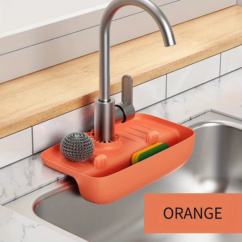 Faucet Splash-Proof Draining Rack Sink Water Collection Pad Countertop Pad Kitchen Wipe Sponge Wipe Draining Storage Rack